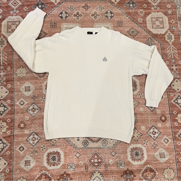 Men's Izod Cream Ribbed Knit Sweater - Picture 1 of 3